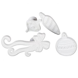 Fondant Veiner Set 4pcs Christmas Baubles Ribbon