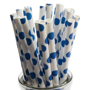 Blue Spots Retro Paper Straws