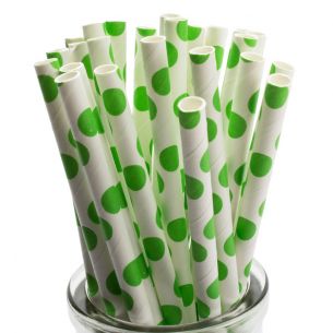 green spots retro paper straws