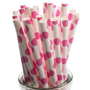 large pink polka dot straws