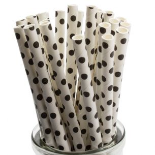 black polka dot paper straws