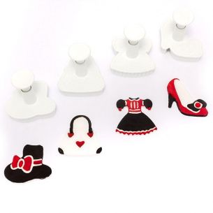 Fondant Cutter Plunger Set 4 pcs Shoes and Handbags