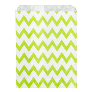 Paper Sweet Bags x25 - Green Chevron Pattern - Flat