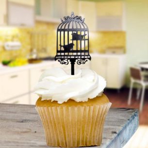 Bird Cage Cupcake Toppers x8