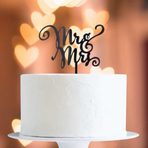 Black Mr & Mrs Cake Topper x1