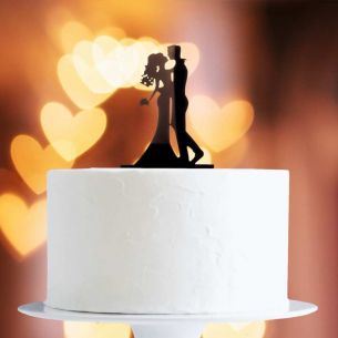 Black Kissing Couple Cake Topper x1