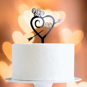 Black Heart And Arrow Cake Topper x1