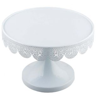 24cm Broderie Anglais White Metal Cake Stand 