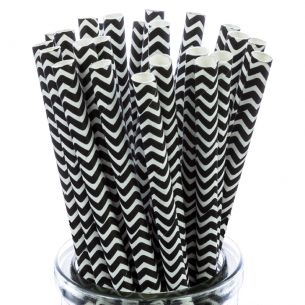 Black and White Zig Zag Paper Straws x25