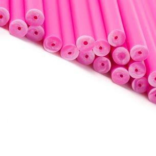190mm x 4.5mm Pink Plastic Lollipop Sticks x 25