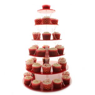 6 tier cupcake stand red