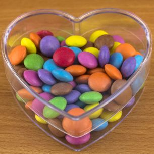 Heart Shaped Box Fillable Transparent Plastic Container x 1