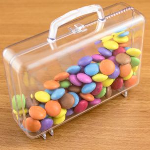 Suitcase Shaped Fillable Transparent Plastic Container x 1