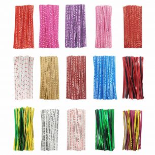 Yolli Twist Ties in Various Patterns, Colours and Pack Sizes