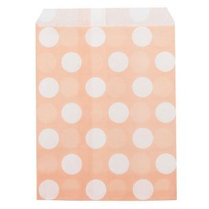 Large White Polka dots on Peach Coloured Paper Bags x 25