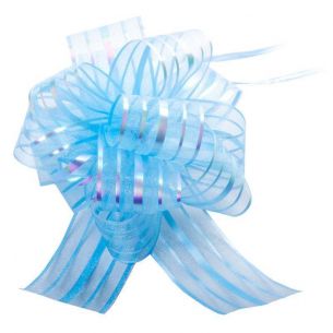 Light Blue Large Pom Pom Bow x 1