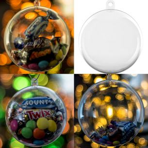 x15 Piece assorted Sized Clear Baubles Christmas Tree Decorations Set