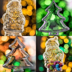 x10 Piece Xmas Tree and Santa Clear Fillable Christmas Decorations Set