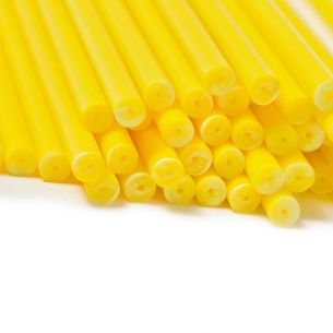 89mm x 4mm Yellow Plastic Lollipop Sticks x 25
