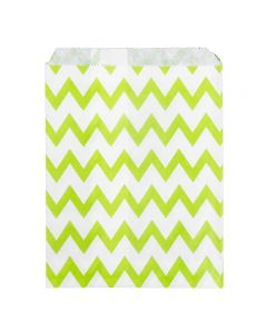 Paper Sweet Bags x25 - Green Chevron Pattern - Flat