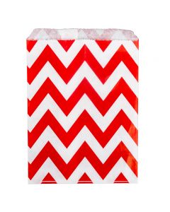 Paper Sweet Bags x25 - Red Chevron Pattern - flat